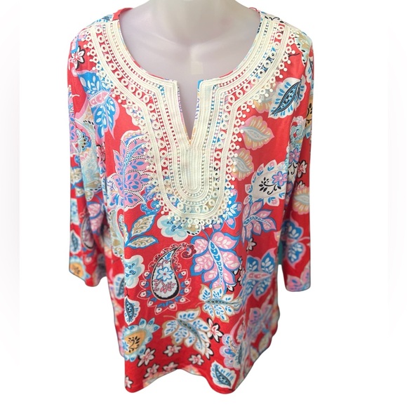 Talbots Large Petite Boho Paisley Top – Pima Cotton & Modal Blend - Picture 3 of 9